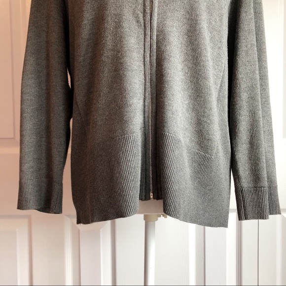 Carmen Marc Valvo Gray Full Zip Sweater Cardigan XL - Picture 4 of 13